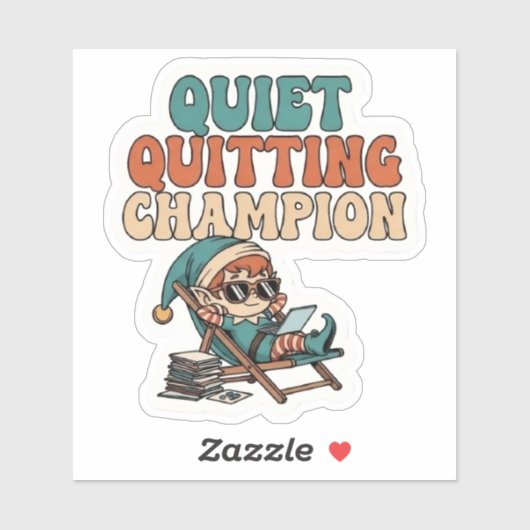 Quiet Quitting Elf Funny Office Humor Vinyl Sticker (Vel)