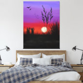 Quietly Canvas Print Lake Sunset - Waterverf (Insitu (Slaapkamer))