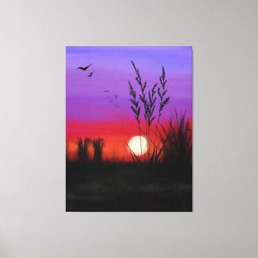 Quietly Canvas Print Lake Sunset - Waterverf (Voorkant)