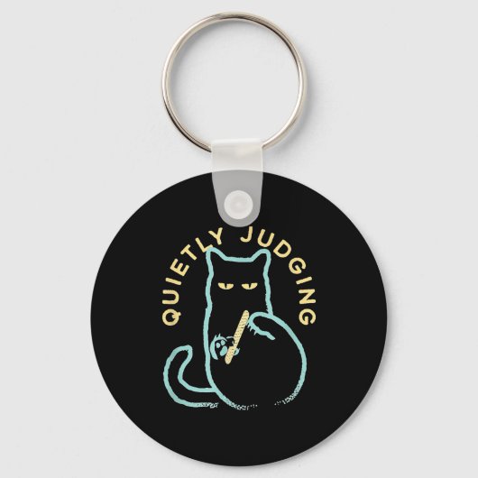 Quietly Judging Funny Novelty Cat Lover Cat Owner  Sleutelhanger (Voorkant)