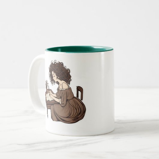 Quill & Curls: Een Journaling Moment Mok (Voorkant links)