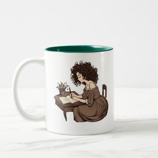 Quill & Curls: Een Journaling Moment Mok (Links)