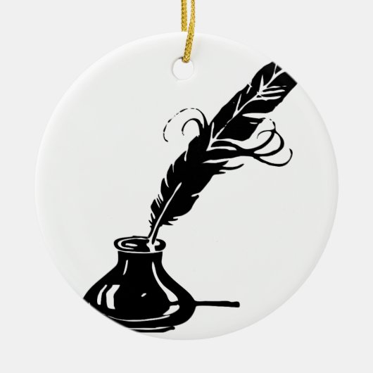 Quill en Ink Fles Keramisch Ornament (Voorkant)