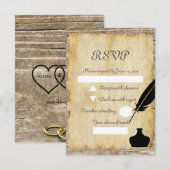 Quill en inkwell RSVP kaartje (Voorkant / Achterkant)