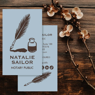Quill Feather Inkt Pen Logo Notaris Aangepast Visitekaartje