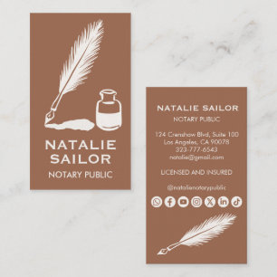 Quill Feather Inkt Pen Logo Notaris Aangepast Visitekaartje
