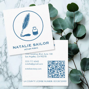 Quill Feather Inkt Pen Logo Notaris OPENBAAR CUSTO Vierkante Visitekaartje