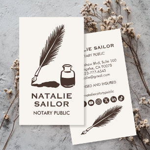 Quill Feather Inkt Pen Logo Notaris OPENBAAR CUSTO Visitekaartje