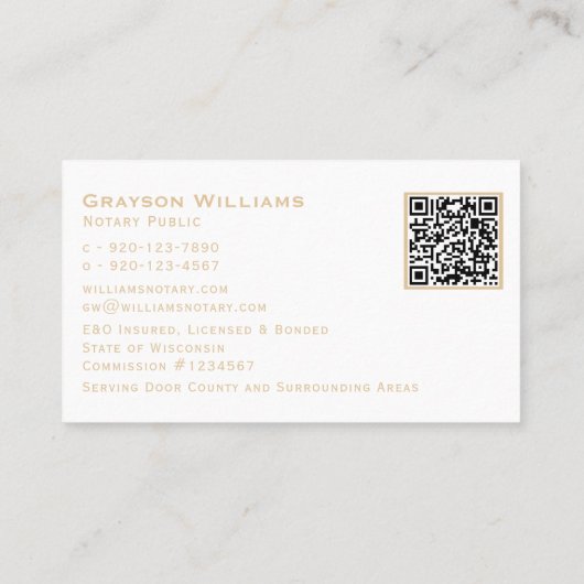 Quill Mobiele Notaris QR Code Visitekaartje (Achterkant)