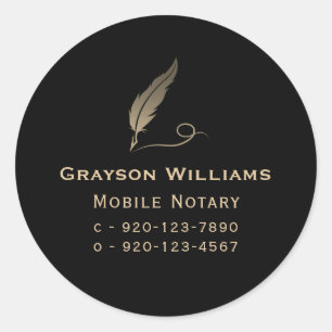 Quill Mobile Notaris Zwart Goud Ronde Sticker