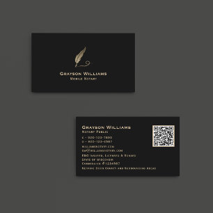 Quill Mobile Notary Black Gold QR Code Visitekaartje