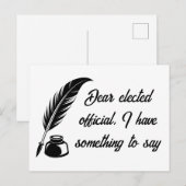 Quill Pen-bericht aan gekozen functionarissen Briefkaart (Voorkant / Achterkant)