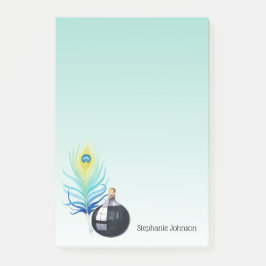  Quill Pen en Inkwell op Aqua Gradient Post-it® Notes