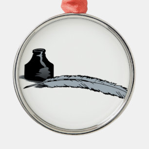 Quill Pen & Ink Metalen Ornament