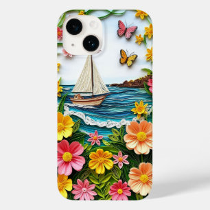 Quilled natuurtafereel met zeilboot Case-Mate iPhone 14 hoesje