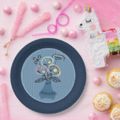 Quilling, bloemen in vaas papieren bordje (Feest)