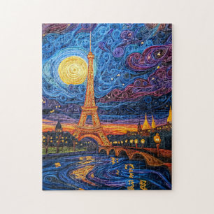 Quilling Eiffeltoren in Parijs bij maanlicht Legpuzzel