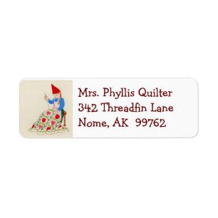 Quilling Gnome Lady-adreslabel Etiket