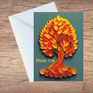 Quilling Oranje Herfstboom Illustratie Bedankt Feestdagen Kaart