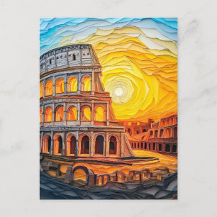 Quilling Zonsondergang bij het Colosseum in Rome Briefkaart