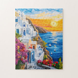 Quilling zonsondergang in Santorini Oia Legpuzzel