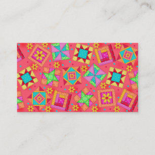 Quilt Art Carte de visite Coral Red Arrière - plan