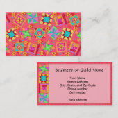 Quilt Art Carte de visite Coral Red Arrière - plan (Devant / Derrière)