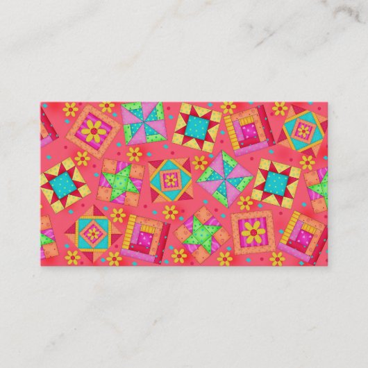 Quilt Art Carte de visite Coral Red Arrière - plan (Devant)
