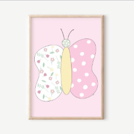 Quilt Art Print Set: Butterfly Pink Gallery Wall