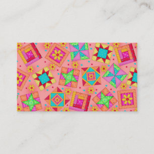 Quilt Art Visitekaartje Coral Oranje Achtergrond