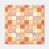 Quilt Block Pattern "Autumn Tints" Square Magnet Magneet (Voorkant)