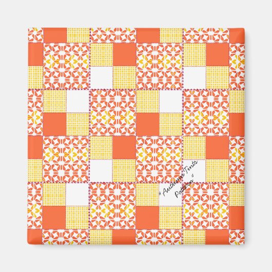 Quilt Block Pattern "Autumn Tints" Square Magnet Magneet (Voorkant)