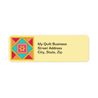 Quilt Block Red Yellow Return Label