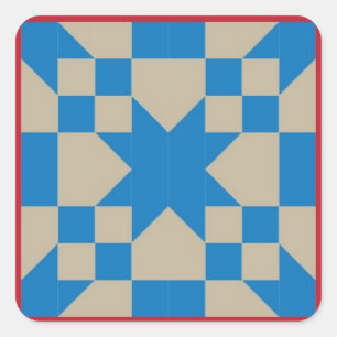 Quilt Block Sticker - Road to Oklahoma (rood/blauw