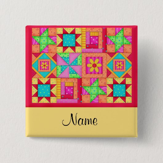 Quilt Blocks Naam Button Badge (Voorkant)