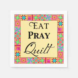 Quilt Blocks Rand Kunst Eat Pray Quilt Yellow Servetten