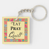 Quilt Blocks Rand Kunst Eat Pray Quilt Yellow Sleutelhanger (Achterkant)