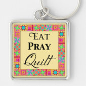 Quilt Blocks Rand Kunst Eat Pray Quilt Yellow Sleutelhanger (Voorkant)