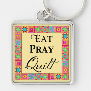 Quilt Blocks Rand Kunst Eat Pray Quilt Yellow Sleutelhanger