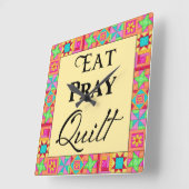 Quilt Blocks Rand Kunst Eat Pray Quilt Yellow Vierkante Klok (Hoek)