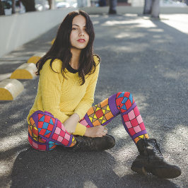 Quilt-blokken met meerdere kleuren als Sampler Leggings