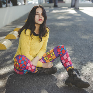 Quilt-blokken met meerdere kleuren als Sampler Leggings