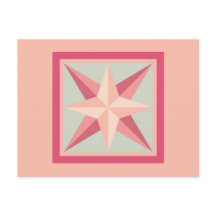 Quilt Briefkaart - Schuine rand ster (roze/grijs)