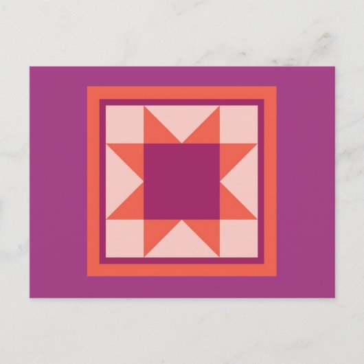 Quilt Briefkaarten - Sawtandster (roze/oranje) (Voorkant)