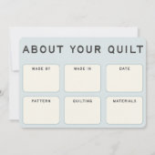 Quilt Care Kaart -  blauw ontwerp (Achterkant)