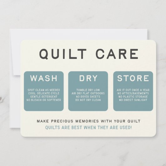 Quilt Care Kaart -  blauw ontwerp (Voorkant)