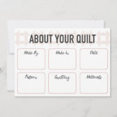 Quilt Care Kaart - Modern design - Roze (Achterkant)