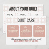 Quilt Care Kaart - Modern design - Roze (Voorkant / Achterkant)