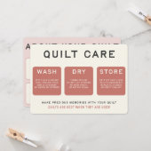 Quilt Care Kaart - Roze  Design (Voorkant / Achterkant in situ)