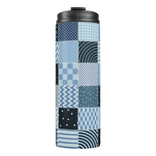 Quilt design. Naadloos patchwork-patroon vanaf sti Thermosbeker